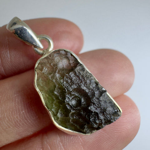 Sterling Silver Moldavite Pendant | 3.6g | Chlum