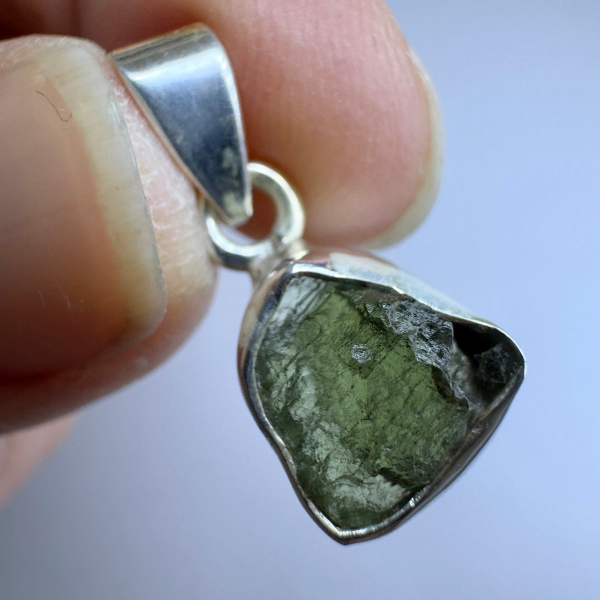 Sterling Silver Moldavite Pendant | 1.78g | Chlum