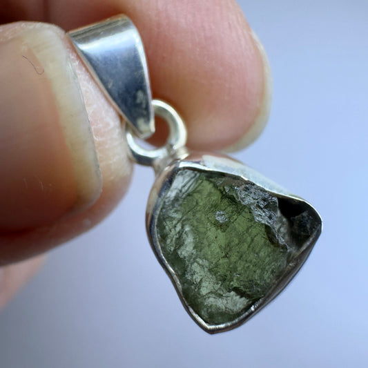 Sterling Silver Moldavite Pendant | 1.78g | Chlum