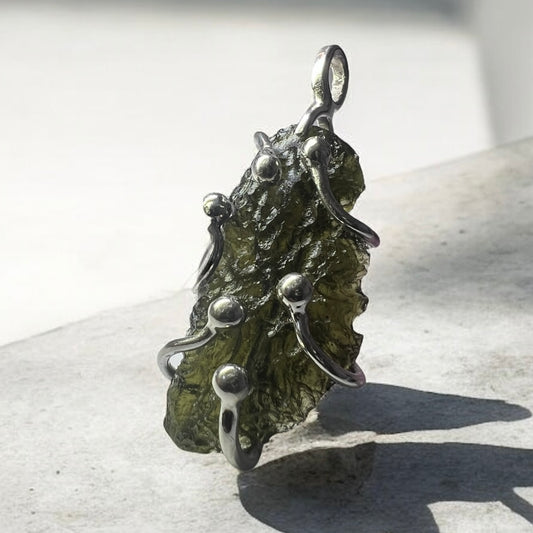 3.34g Moldavite Silver Pendant