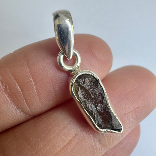 Sterling Silver Moldavite Pendant | 1.65g | Chlum