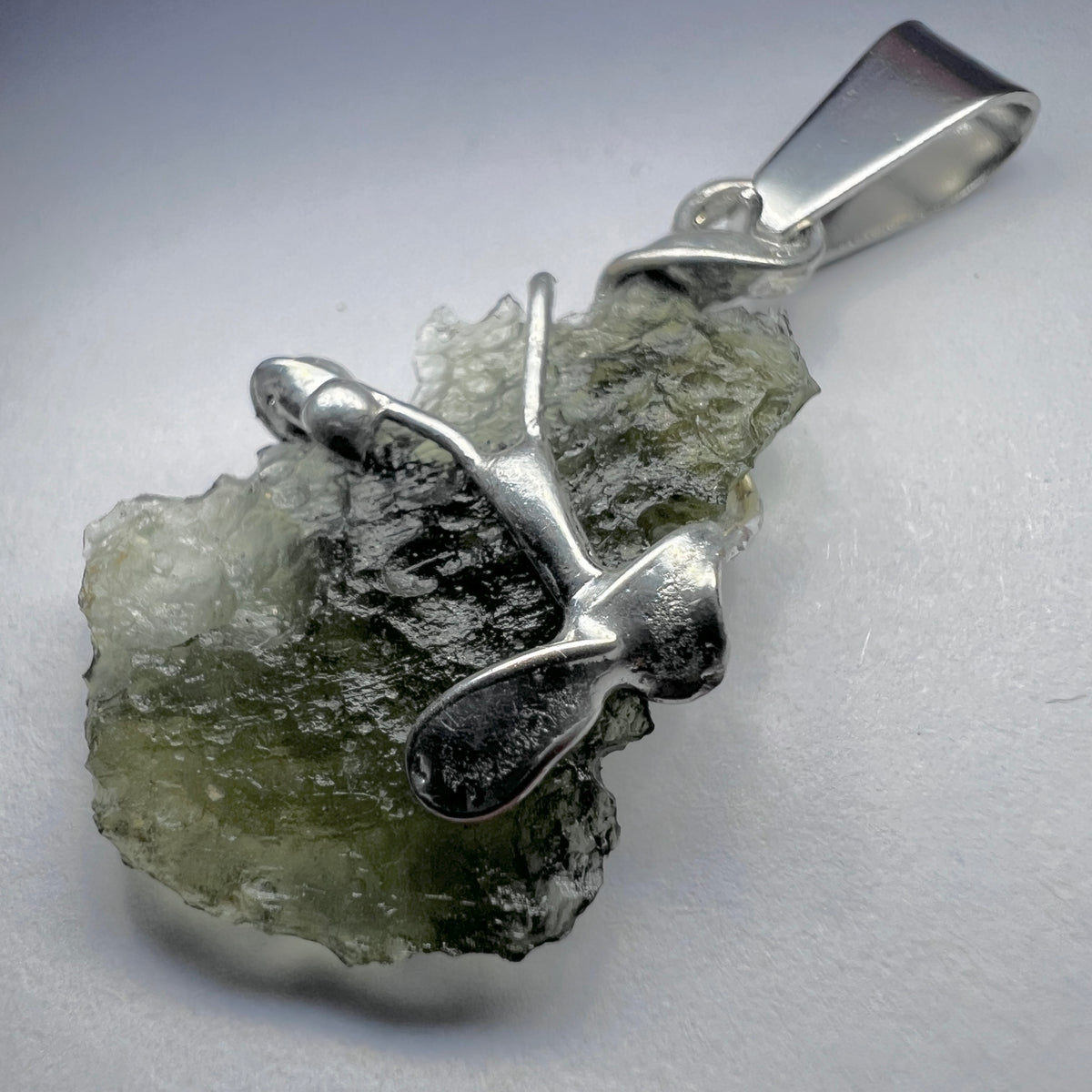 Soft Soldered Moldavite Pendant | 1.2g | Chlum