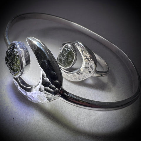 Moldavite Moon Jewellery Bundle – Bracelet & Ring