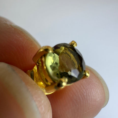 Celestial Glow Moldavite Stud Earrings | 5mm | Chlum