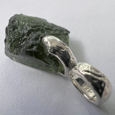 Sterling Silver Moldavite Pendant | 2.30g Total | Marouskovo Pole