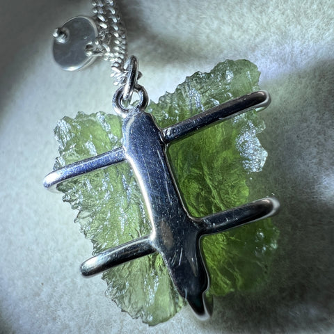 Delicate Sterling Silver Moldavite Necklace