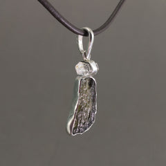 1.1g Moldavite/Silver pendant with Herkimer diamond