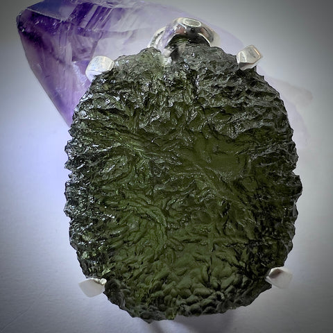 Sterling Silver Moldavite Pendant | 8.06g | Maly Chlum