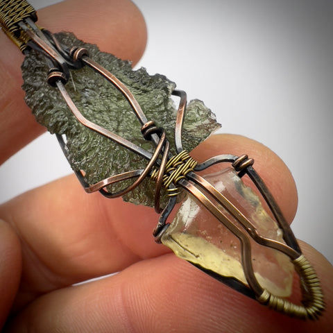 Moldavite & LDG Copper Pendant | 3.73g | Marouskovo Pole