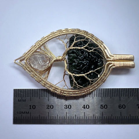 Gold Moldavite Tree of Life Pendant | 6.77g | Maly Chlum
