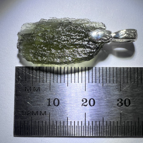 Sterling Silver Moldavite Pendant | 2.89g Total | Chlum