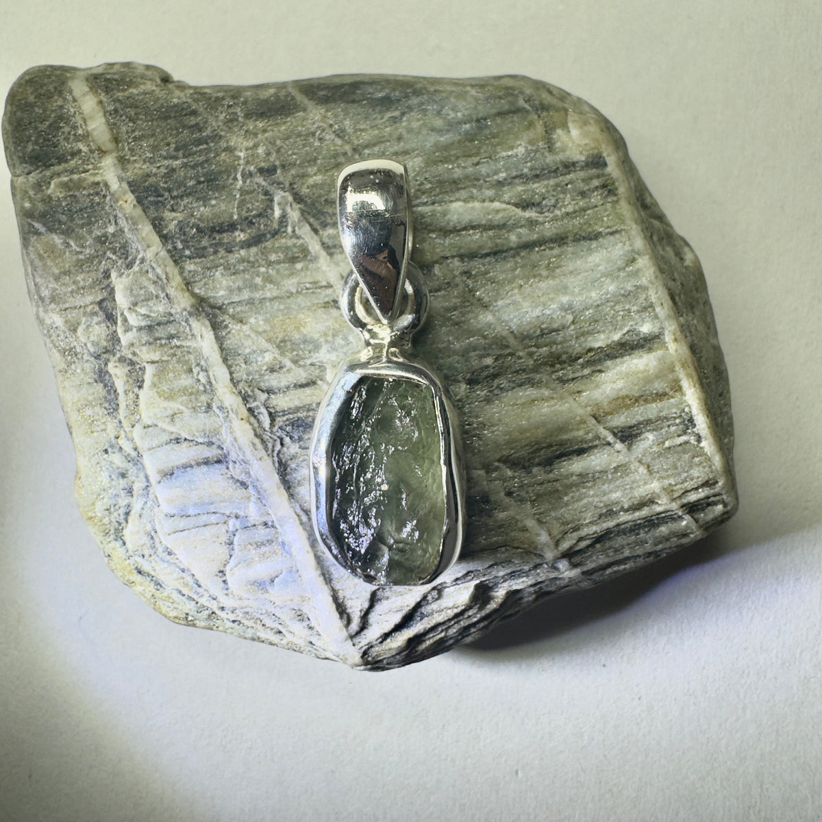 Sterling Silver Moldavite Pendant | 1.32g | Chlum