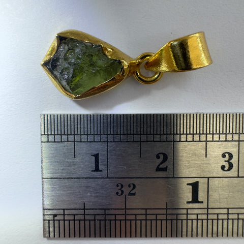 Gold Plated Moldavite Pendant | 1.5g | Chlum