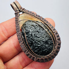 Statement piece Moldavite/LDG Copper pendant - 18.8g