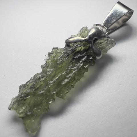 Soft Soldered Moldavite Pendant | 1.1g | Maly Chlum