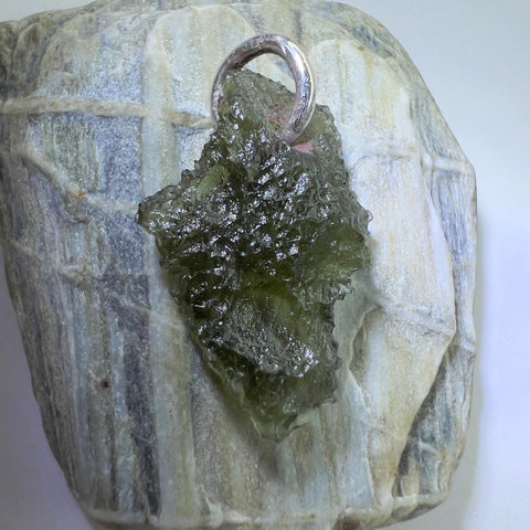 Silver Moldavite Pendant | 1.52g | Chlum