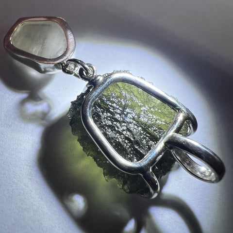 Moldavite & Spinning Herkimer pendant I 3.53g I Chlum