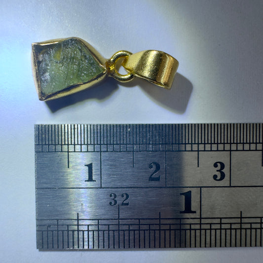 Gold Plated Moldavite Pendant | 1.37g | Chlum