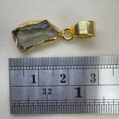Gold Plated Sterling Silver Moldavite Pendant | 1.69g | Chlum