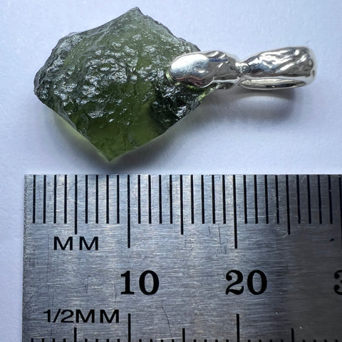 Sterling Silver Moldavite Pendant | 2.30g Total | Marouskovo Pole