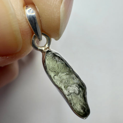Sterling Silver Moldavite Pendant | 1.52g | Chlum