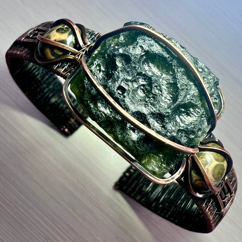 Antiqued Copper with Leopard Skin Jasper Accents | 4.69g | Marouskovo Pole