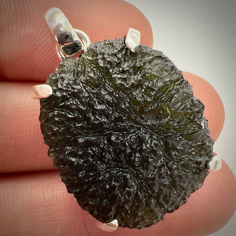 Sterling Silver Moldavite Pendant | 8.06g | Maly Chlum