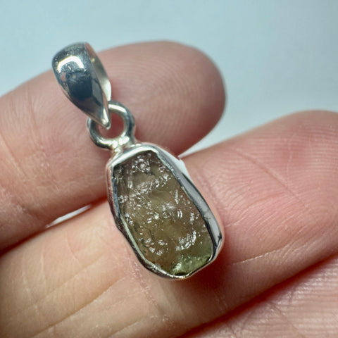 Sterling Silver Moldavite Pendant | 1.32g | Chlum