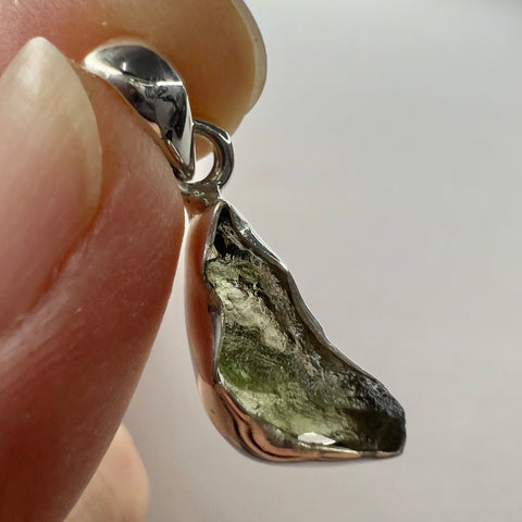 Sterling Silver Moldavite Pendant | 1.58g | Chlum
