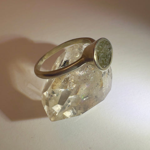Moldavite Silver Ring - Size 8