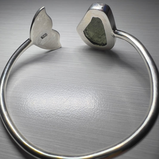 Moldavite/Silver bracelet "Whales Tail" 2.7