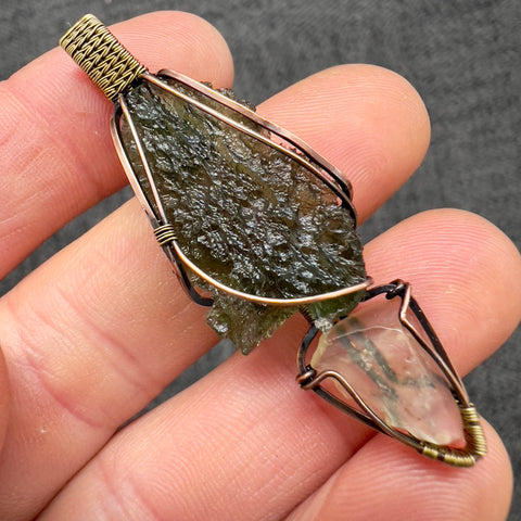 Moldavite & LDG Copper Pendant | 3.73g | Marouskovo Pole