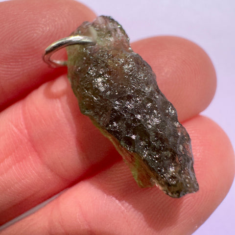 Sterling Silver Moldavite Pendant | 1.33g | Chlum