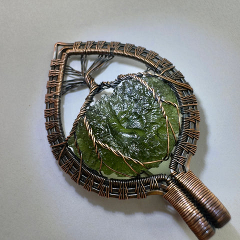 Moldavite Copper Tree of Life pendant | 4.03g | Chlum