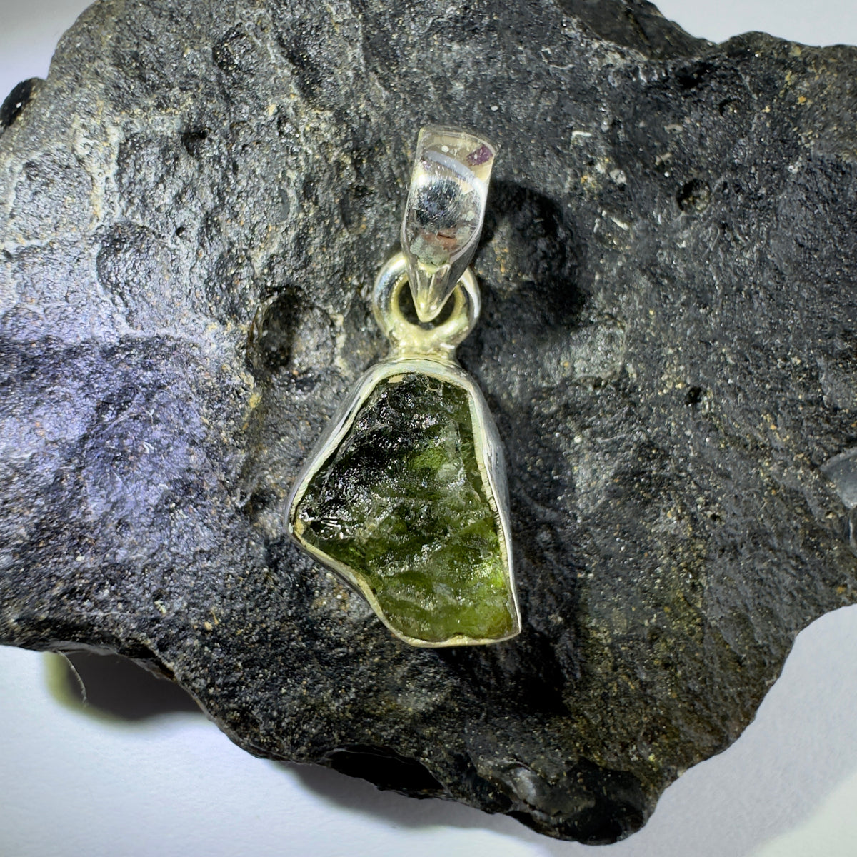 Sterling Silver Moldavite Pendant | 1.64g | Chlum