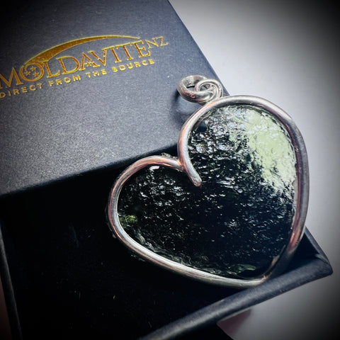 Moldavite Heart Silver Pendant I 3.85g I Vrabce