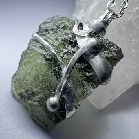 Soft Soldered Moldavite Pendant | 2.62g | Chlum