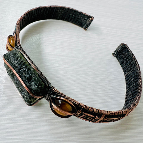 Copper Wire Wrapped Bracelet with Tigers Eye | 3.58g | Marouskovo Pole