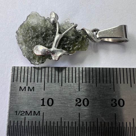 Soft Soldered Moldavite Pendant | 1.2g | Chlum