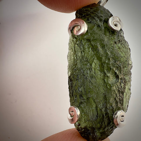 Sterling Silver Moldavite Pendant | 4.21g | Marouskovo Pole