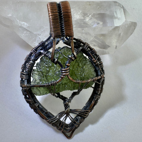 Moldavite Copper Tree of Life pendant | 4.03g | Chlum