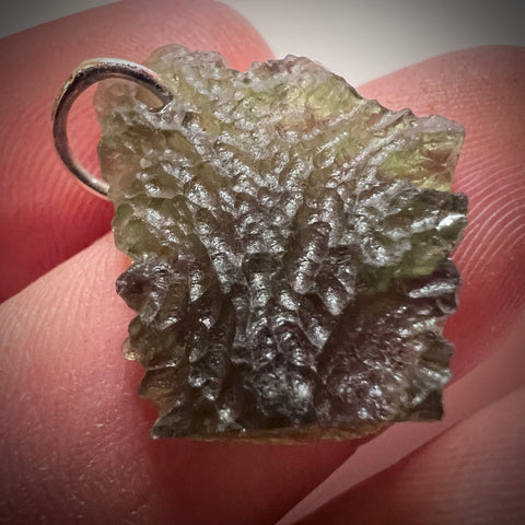 2.23g Natural Moldavite Sterling Silver Pendant