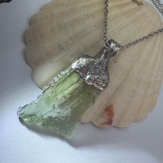 Soft Soldered Pewter Moldavite Pendant  | 1.2g | Chlum