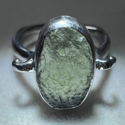 Sterling Silver Moldavite Ring - Size 6