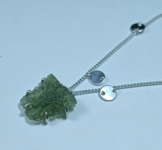 Delicate Sterling Silver Moldavite Necklace