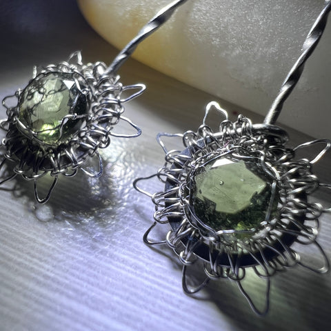 Faceted Moldavite Earrings I 1.4ct I Chlum