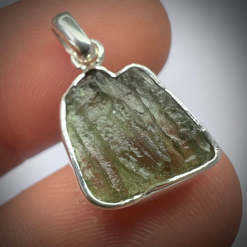 Sterling Silver Moldavite Pendant | 1.92g Total | Marouskovo Pole
