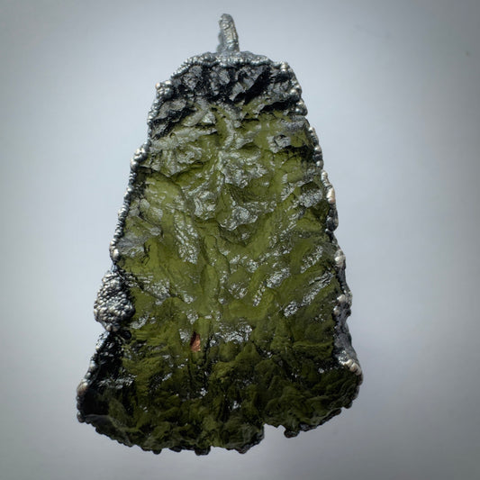 Silver Plated Electroformed Moldavite Pendant | 5.15g | Maly Chlum