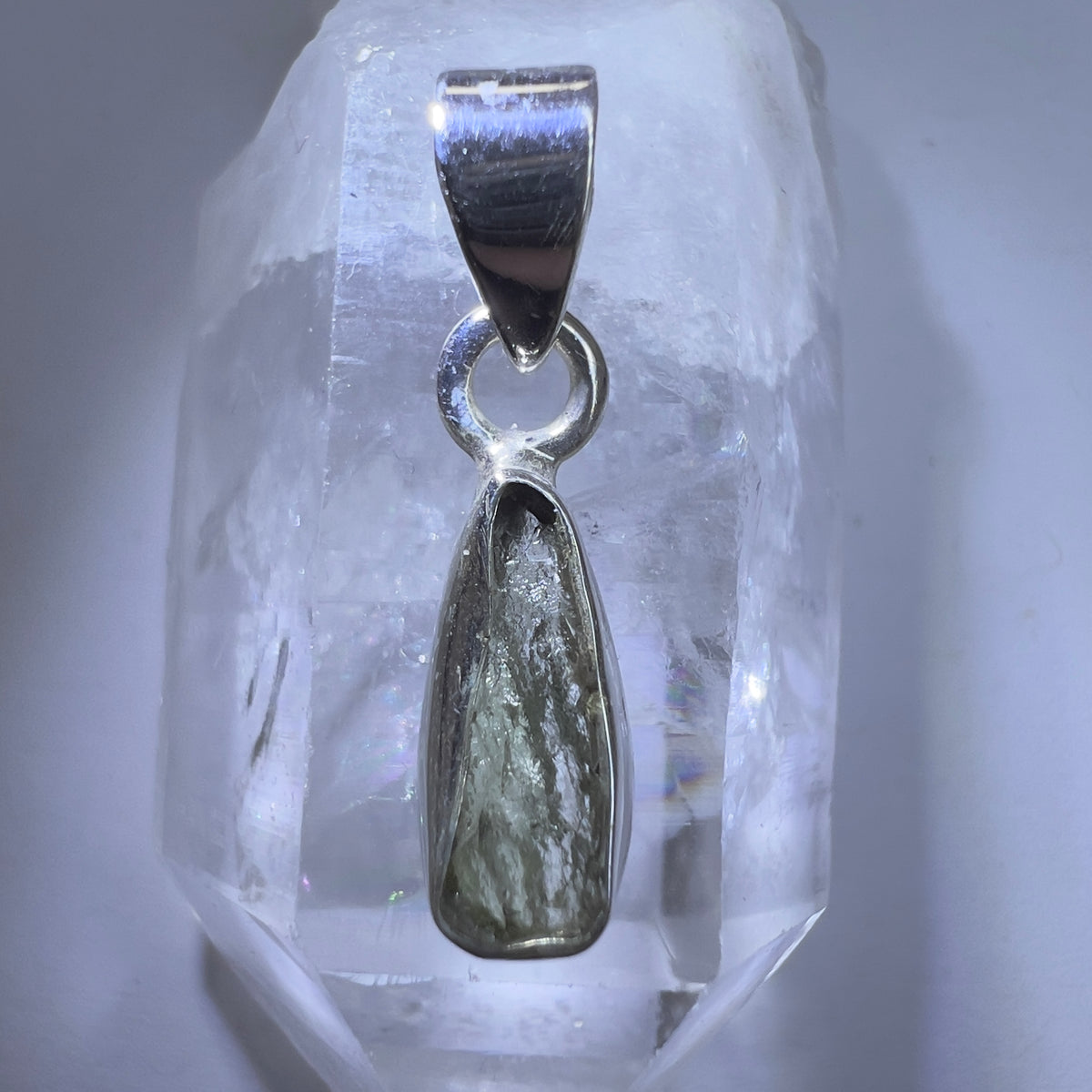 Sterling Silver Moldavite Pendant | 1.27g | Chlum