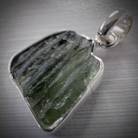 Sterling Silver Moldavite Pendant | 1.92g Total | Marouskovo Pole